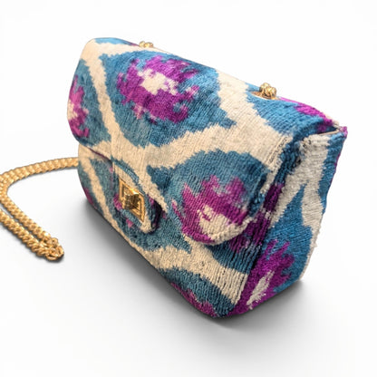 IKAT VELVET CLUTCH KATE - Black White