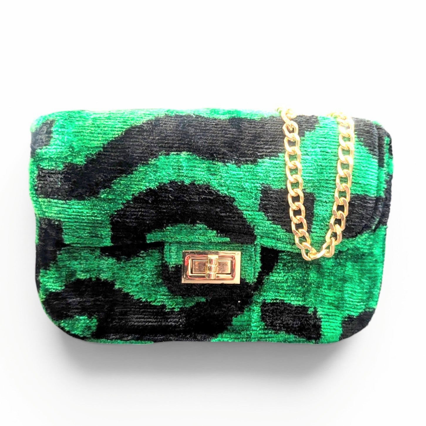 IKAT VELVET CLUTCH KATE - Black White