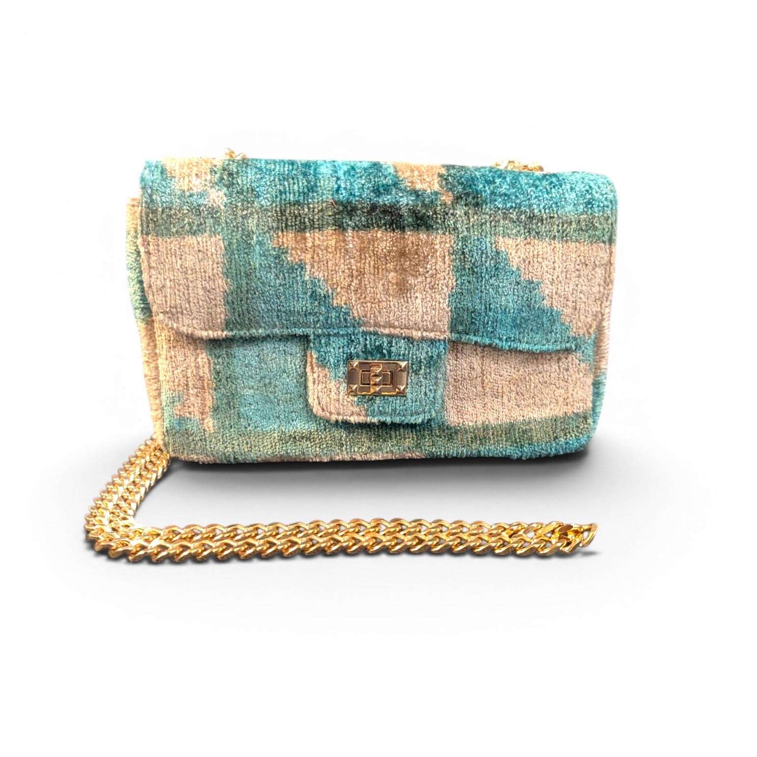 IKAT VELVET CLUTCH KATE - Black White