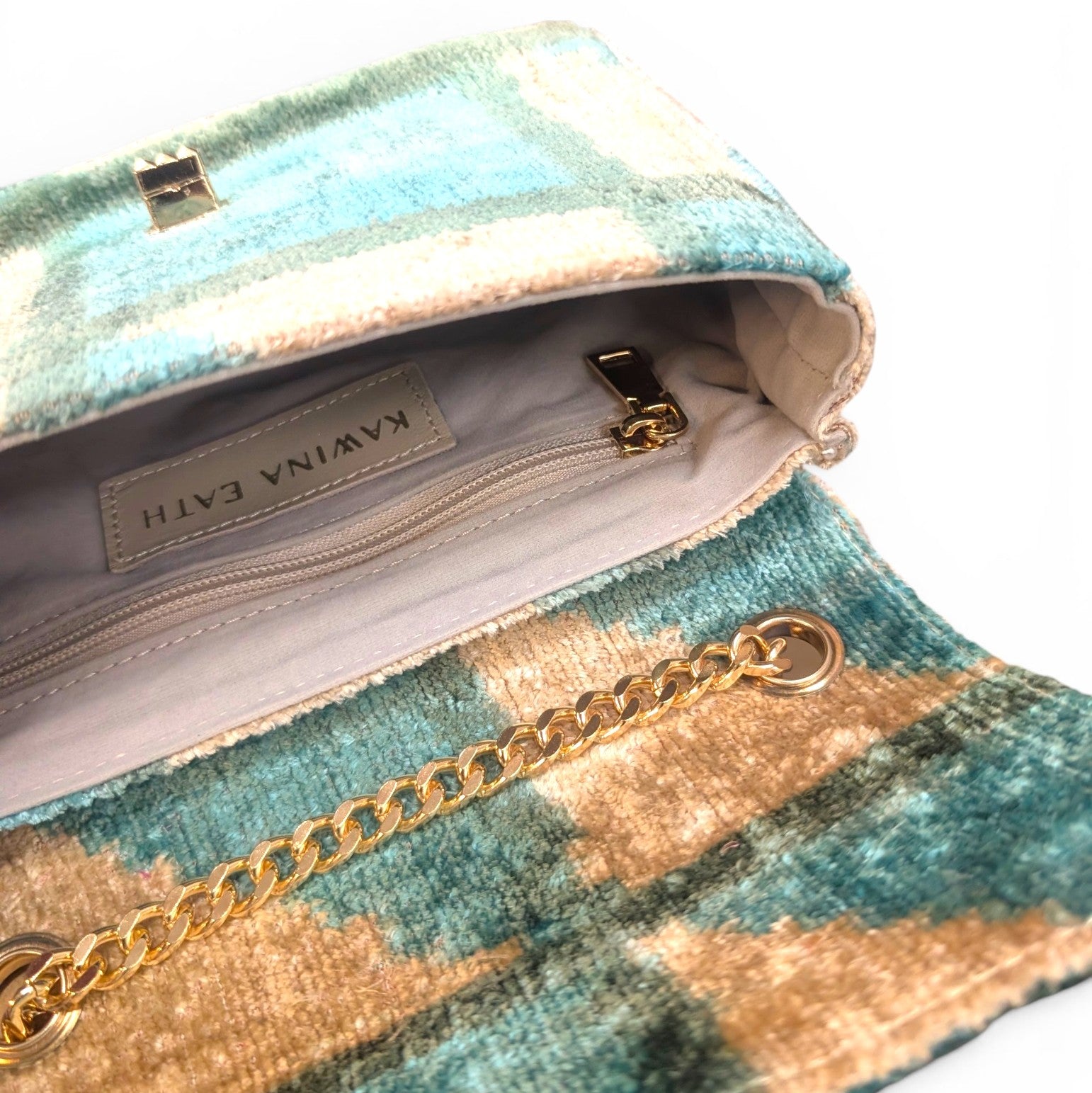 IKAT VELVET CLUTCH KATE - Black White