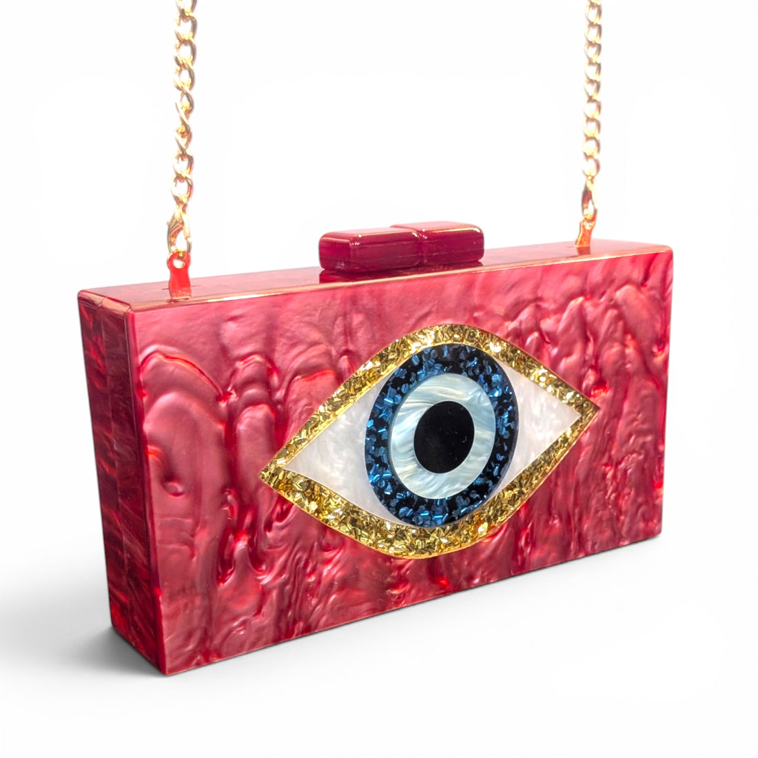 ACRYLIC BOX CLUTCH  Evil Eye Red