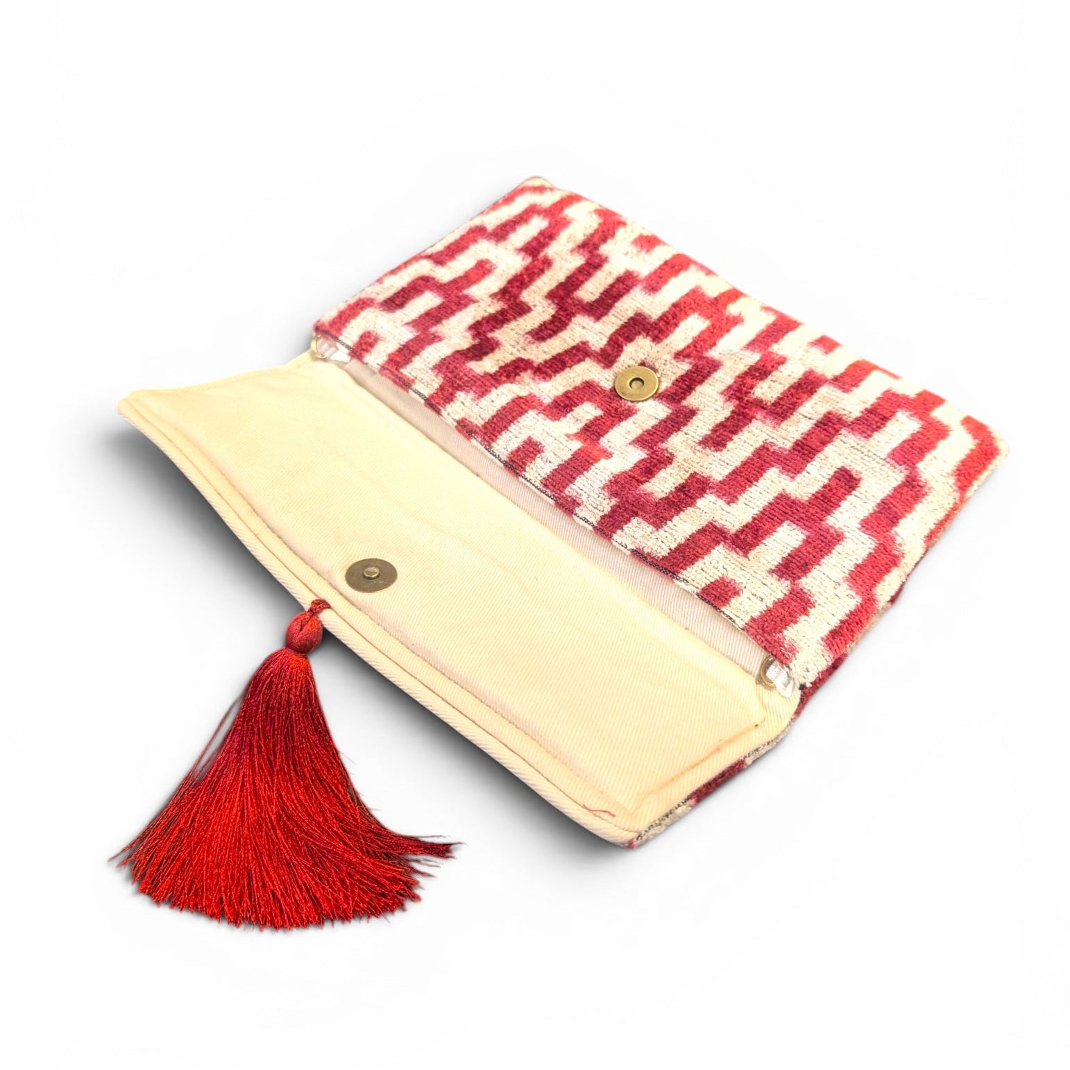 IKAT VELVET CLUTCH KATE - Black White