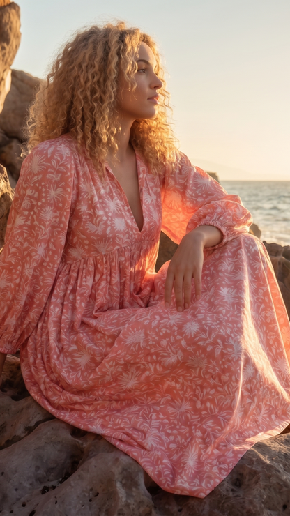 MIDI-KLEID AVA Korallenrosa
