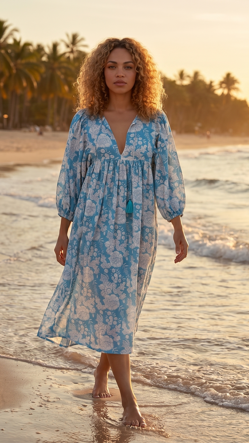 MIDI-KLEID AVA Ozean-Türkis