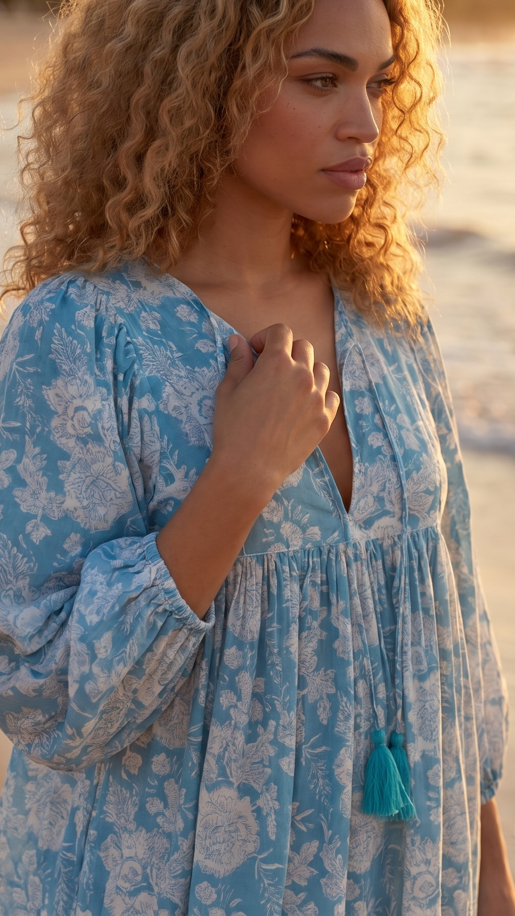 MIDI-KLEID AVA Ozean-Türkis
