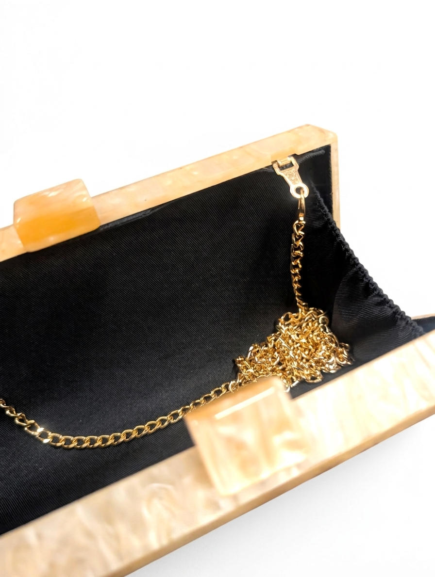 ACRYLIC BOX CLUTCH  Evil Eye Off-White